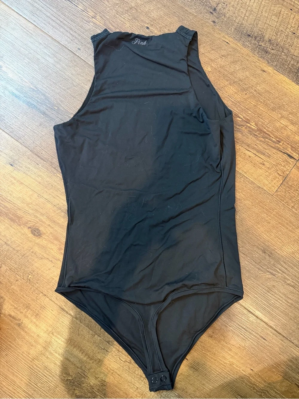 PINK Victoria's Secret Black High-Neck Bodysuit Tank